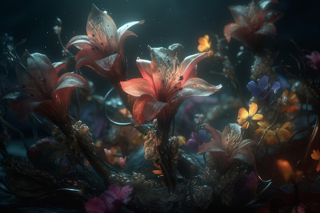 Forest fantasy flowers Generate Ai