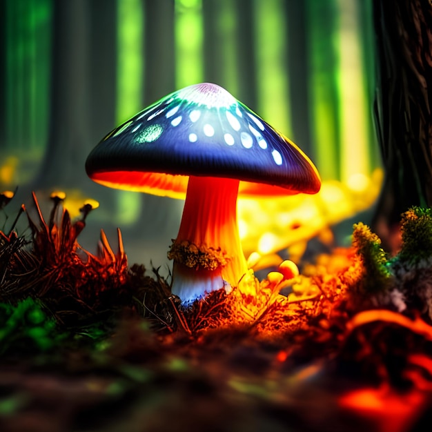 Forest fantasy magic mushroom in the grass