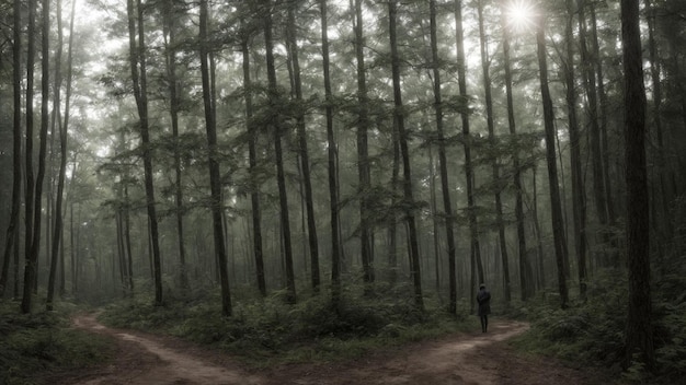 A forest filled with lots of green trees