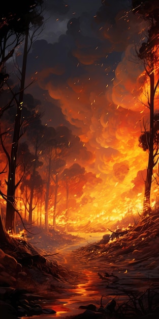 Forest in fire ai generated