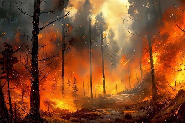 Photo forest fire ai technology generated image