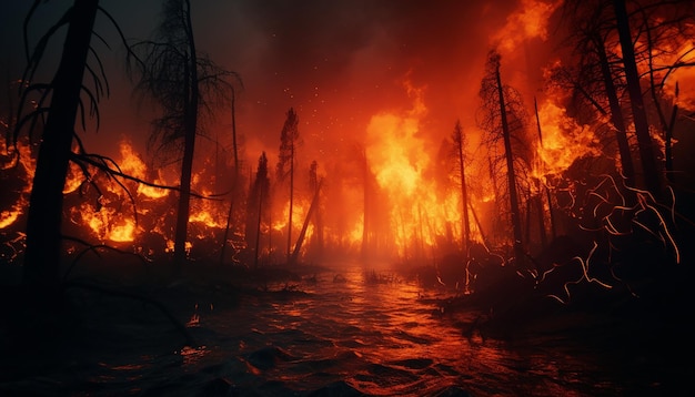 Forest fire caused by global warming