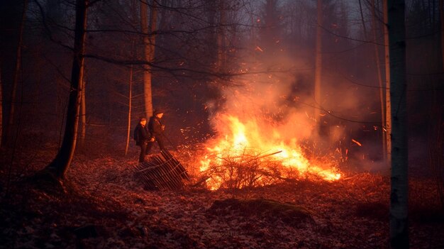 森林火災 樹木が燃えている 生成人工知能
