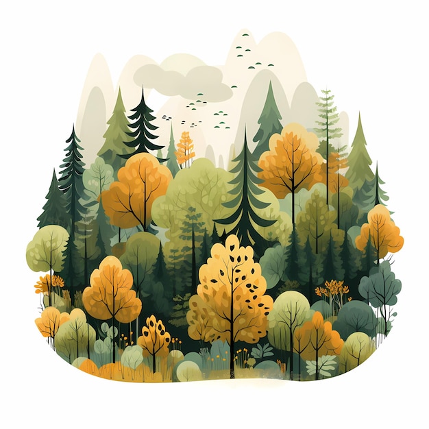 forest_flat_illustration_on_white_background