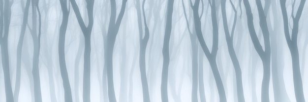 Forest in the fog shades of blue ai generated