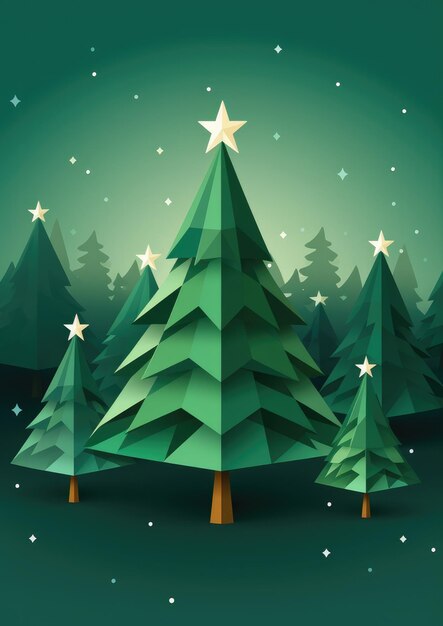 Forest full of christmas decorated trees christmas greeting card Generative Ai