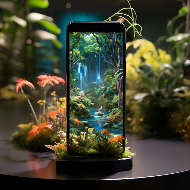 Forest growing out of a smartphone generative AI