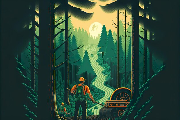 Forest industry illustration