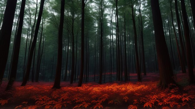 Photo the forest is filled with the gentle rustling of leaves and the soft soothing colors of sunset