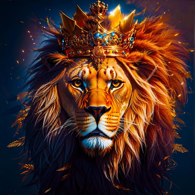 Forest king of the lion Colorful generated Ai