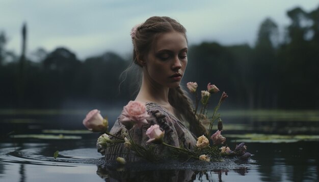 Foto foresta lago tim walker stile color grading cinematografico