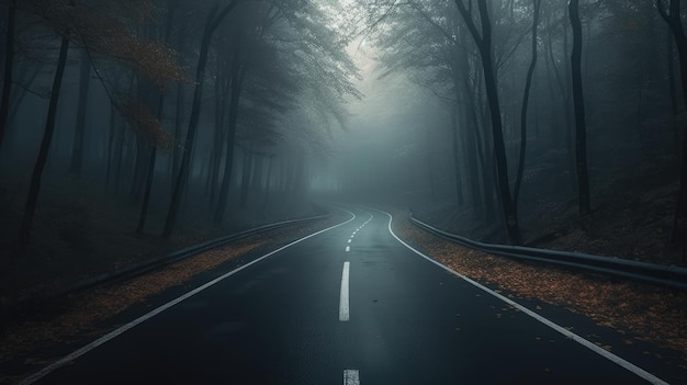 Photo forest landscape with road fog trees silence atmosphere wallpaper offroad countryside