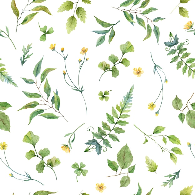 Photo forest leaves and flowers pattern on white background