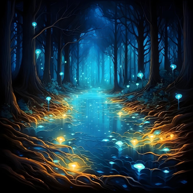 forest in magical night