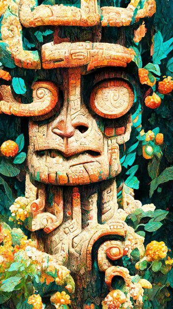 Forest maya ancient culture aztec and inca civilization 3d\
illustration