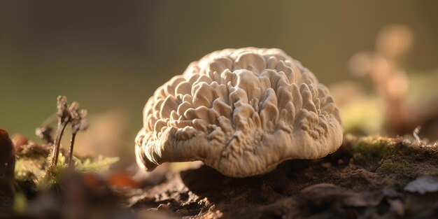 Forest mushroom closeup in natural environment