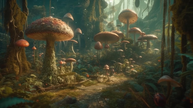 The forest of mushrooms is a fantasy story.