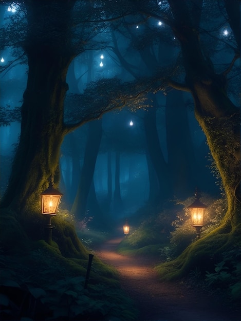 Forest at night background