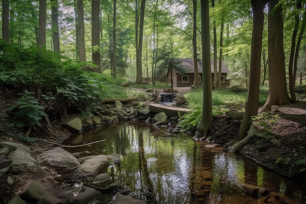 Oasi forestale con ruscello gorgogliante e ambiente tranquillo