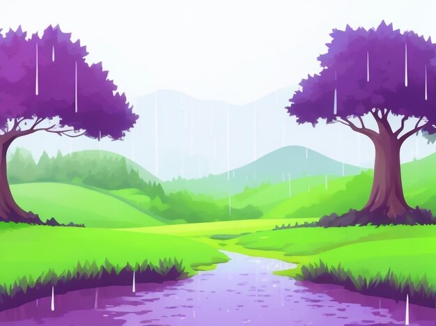 Forest oath and rain nature game cartoon vector 11