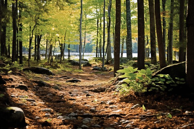 Photo forest path in the morning