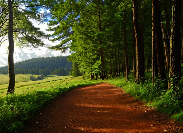 Forest path panorama