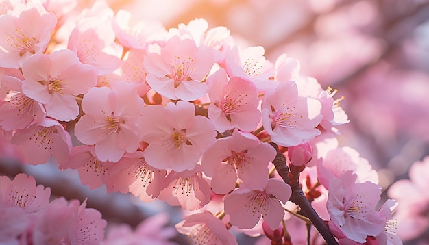 A forest of pink cherry blossoms