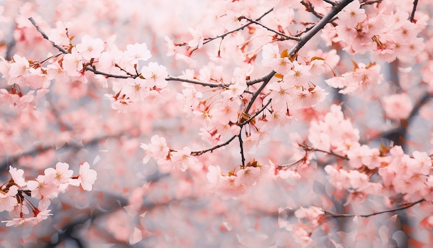 A forest of pink cherry blossoms