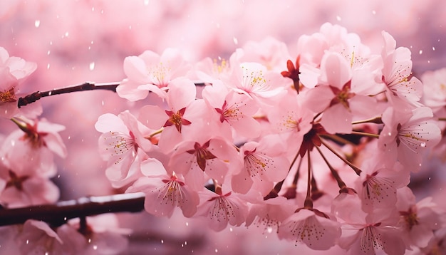 Photo a forest of pink cherry blossoms