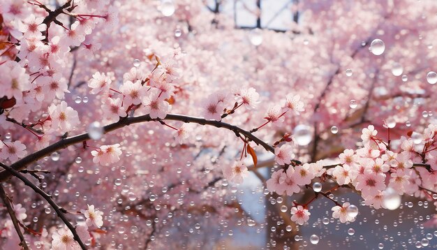 A forest of pink cherry blossoms