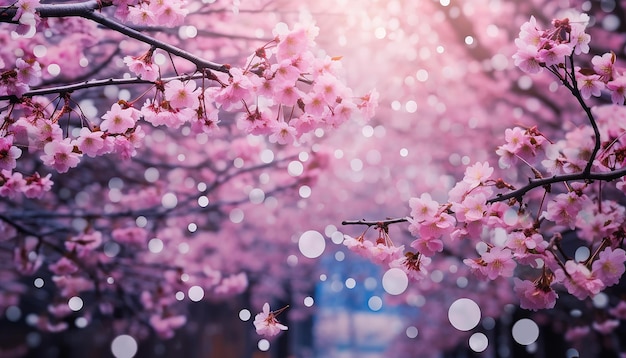 A forest of pink cherry blossoms