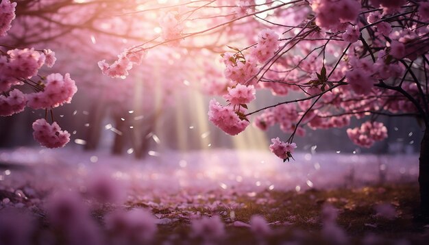 A forest of pink cherry blossoms