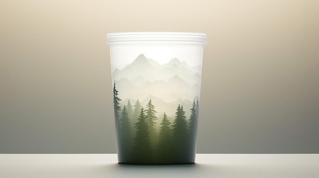 Forest printed plastic cup futuristic inhale breathing