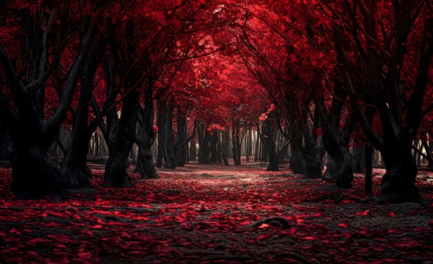 forest of red leaves