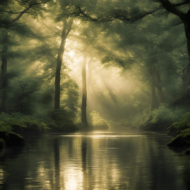 Photo forest river wallpaper