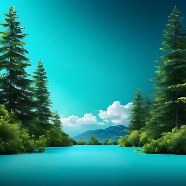 forest river with trees landscape