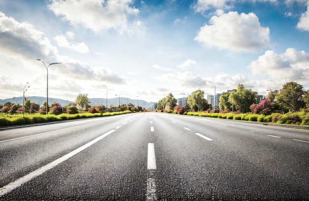 Photo forest road with horizon