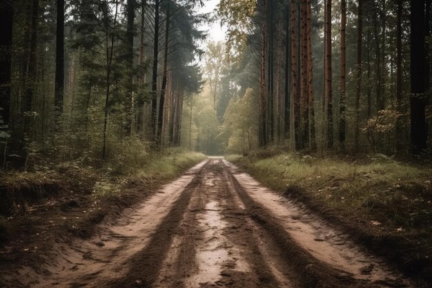 A forest road with the word forest on it