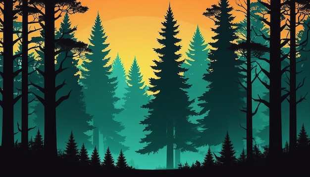 Forest Silhouette A Flat Style Vector Design