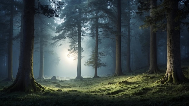 A forest in the soft of the moon