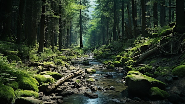 forest steams HD wallpaper photographic image