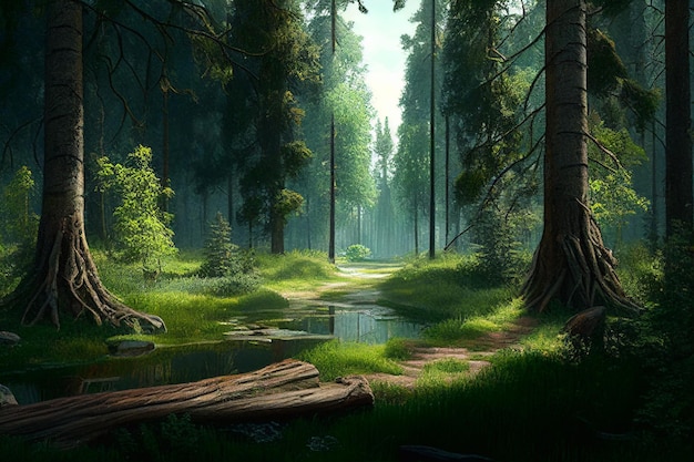 Forest in summer Beautiful landscape AI Generated