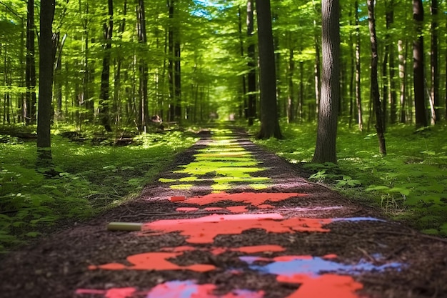 Forest Trail Marked with Biodegradable Signs