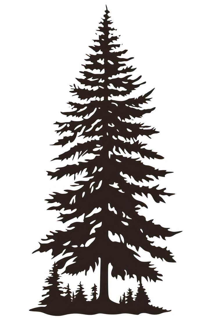 Photo a forest tree silhouette stencil plant
