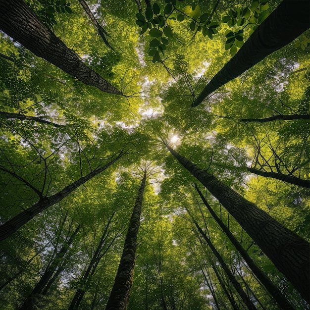 Photo forest tree view from below to the sky