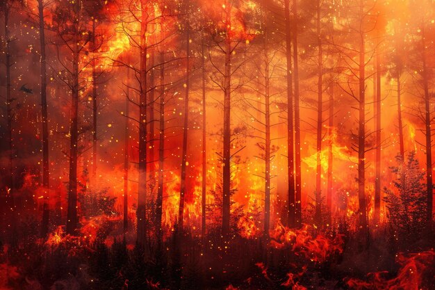 forest trees in fire