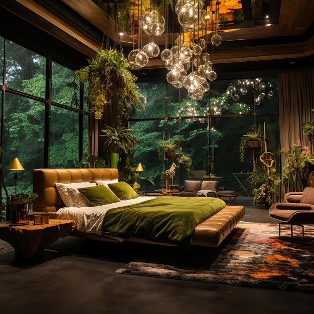 Forest View Serenity A Modern Bedroom Oasisinterior of a bedroom