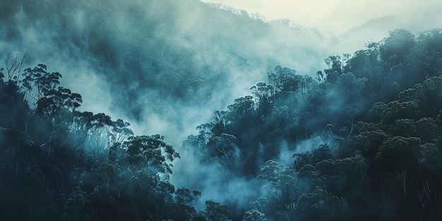 Photo a forest with a foggy background