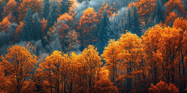 Photo a forest with a forest of trees covered in snow