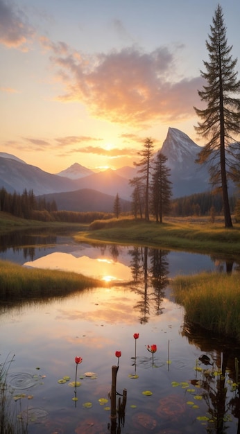 forest with lake sun rays through the forest forest with lake scene sun rays on the lake tropica